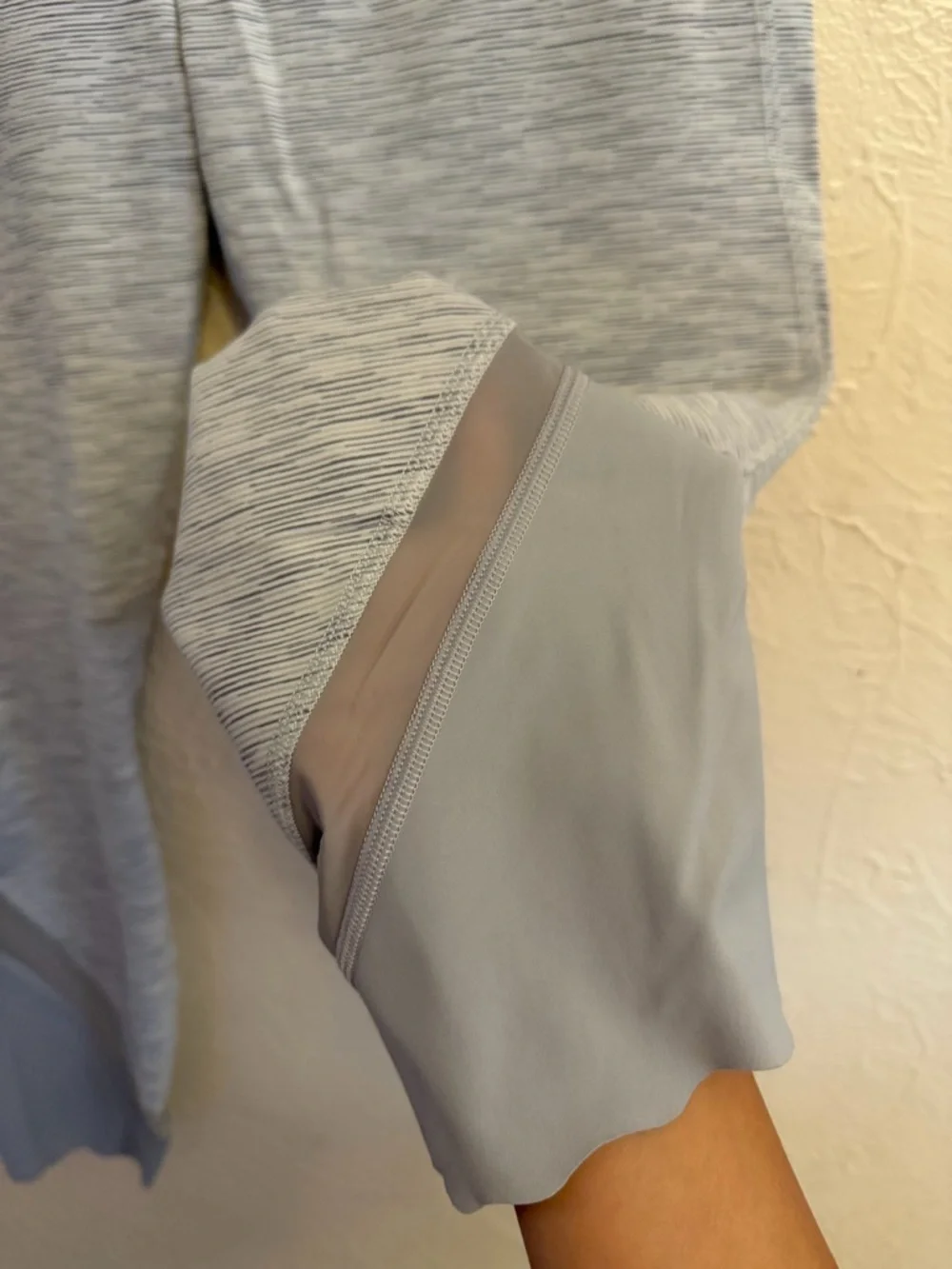 lululemon athletica Light Gray Space-Dye Capri Leggings with White Stripe
